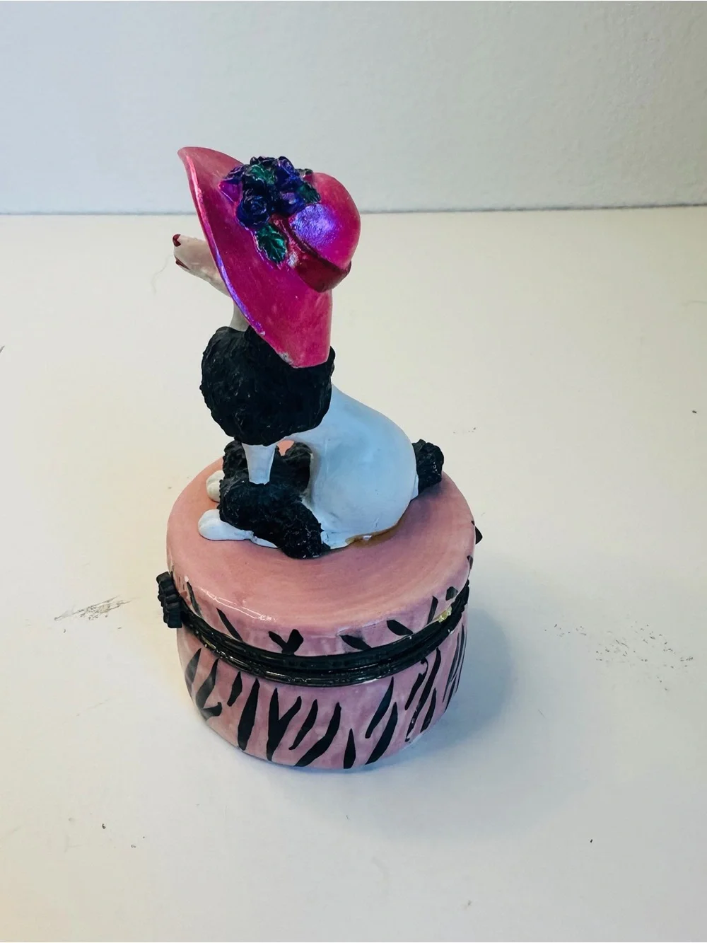 Pink Black Poodle Trinket Box